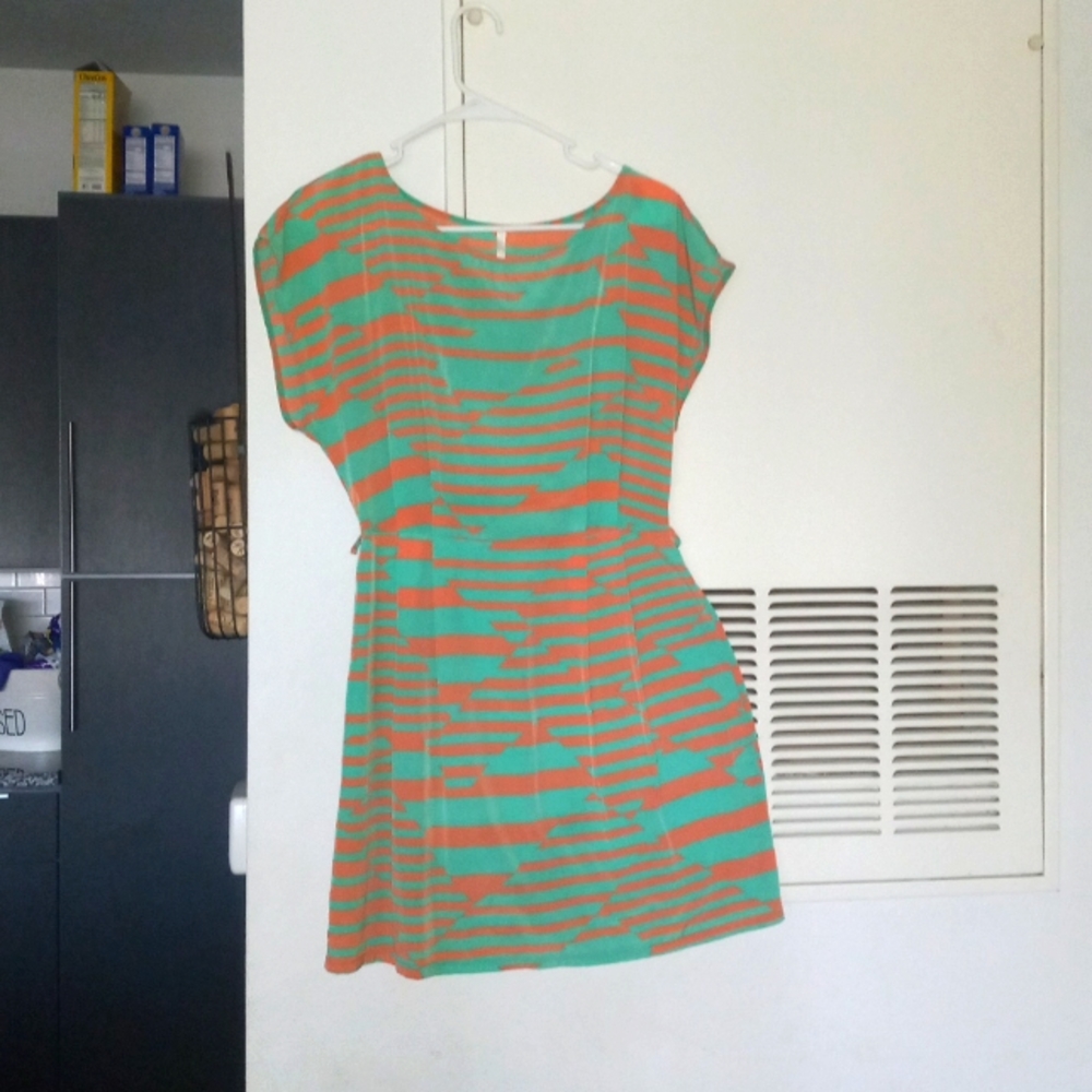 Seafoam and salmon color dress